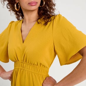 robe evasee taille elastiquee jaune citron femme Robe évasée taille élastiquée jaune citron femme