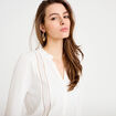 Blouse broderie col V manches longues ecru femme