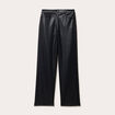 Pantalon large similicuir noir femme