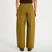 Pantalon chino coupe barrel vert kaki femme