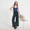 Pantalon large taille standard pliss&eacute; noir femme