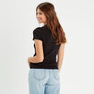 T-shirt manches courtes côtelé noir femme