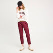 Pantalon chino 7/8ème bordeaux femme