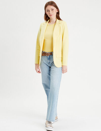 Veste blazer cintrée jaune clair femme
