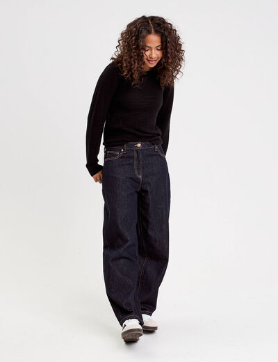 Pull col bateau noir femme