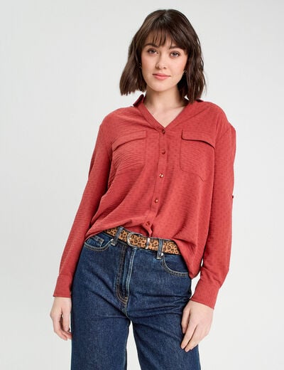 Chemise manches longues vieux rose femme