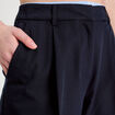 Pantalon large à pinces bleu marine femme
