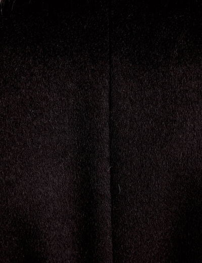 Manteau cintr&eacute; col ch&acirc;le manches longues noir femme