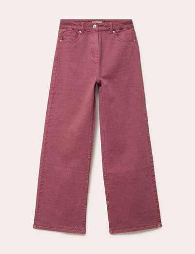 Jean wide leg taille haute vieux rose femme