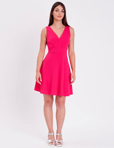Robe patineuse bretelles larges rose vif femme