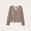 Blouse nouée manches longues multicolore femme
