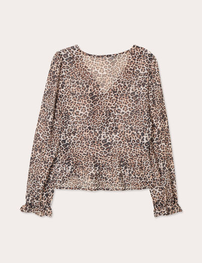 Blouse nouée manches longues multicolore femme