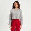 Pull cropped manches longues gris foncé femme