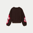 Pull ample col rond manches longues marron fonc&eacute; femme