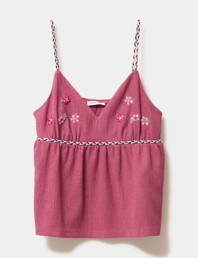 D&eacute;bardeur ajust&eacute; d&eacute;tail broderie prune femme
