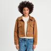 Veste suédine droite camel femme