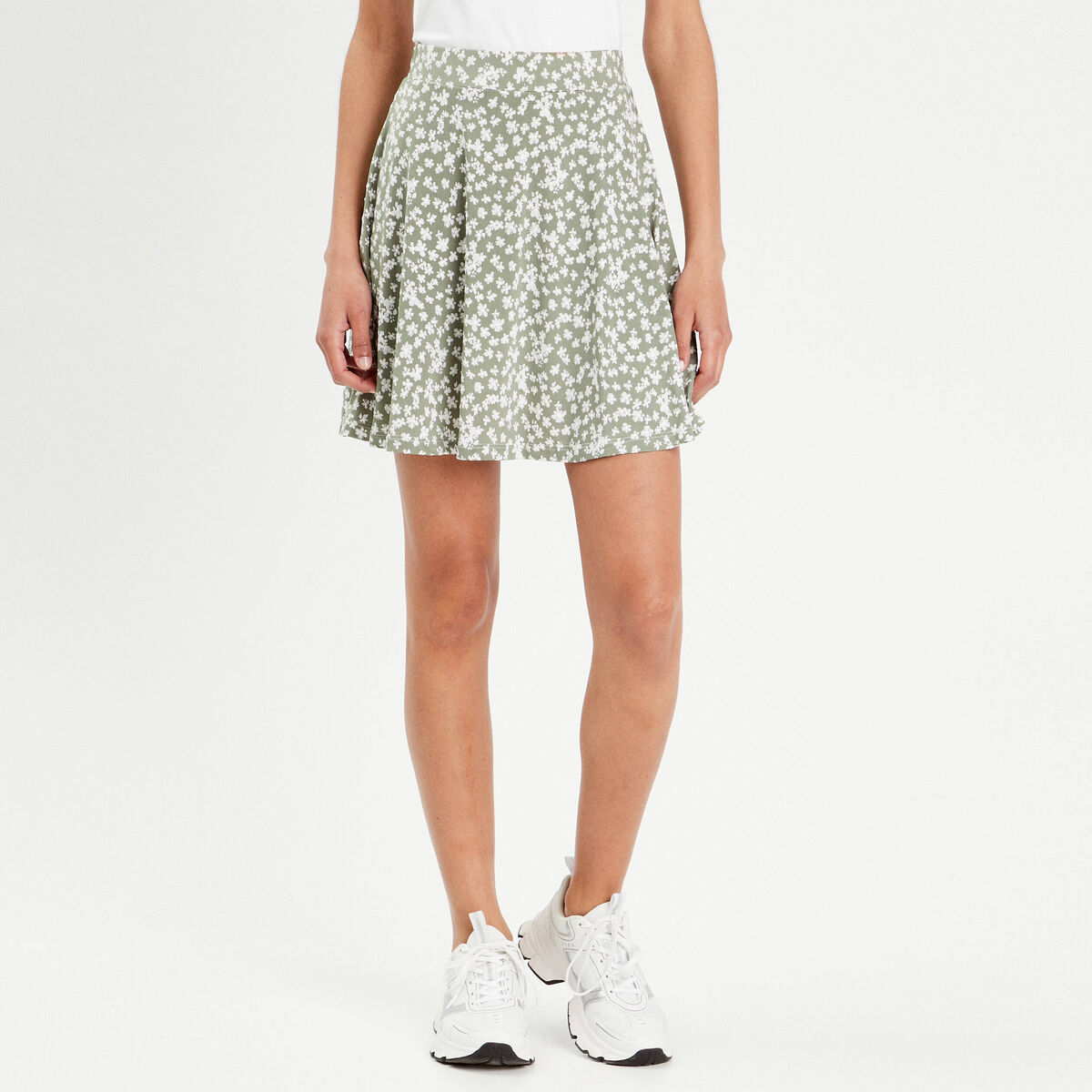 Jupe short droite vert femme