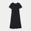 Robe longue &eacute;vas&eacute;e col v manches courtes noir femme