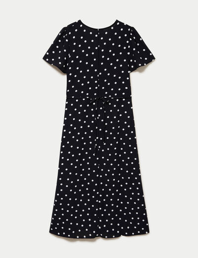 Robe longue &eacute;vas&eacute;e col v manches courtes noir femme