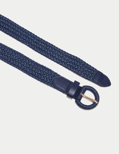 Ceinture tress&eacute;e bleu marine femme