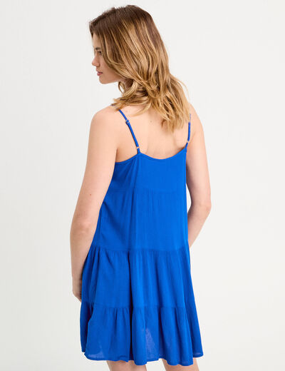 Robe évasée bretelles fines bleu electrique femme