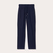 Pantalon droit fluide contenant du lin bleu marine femme