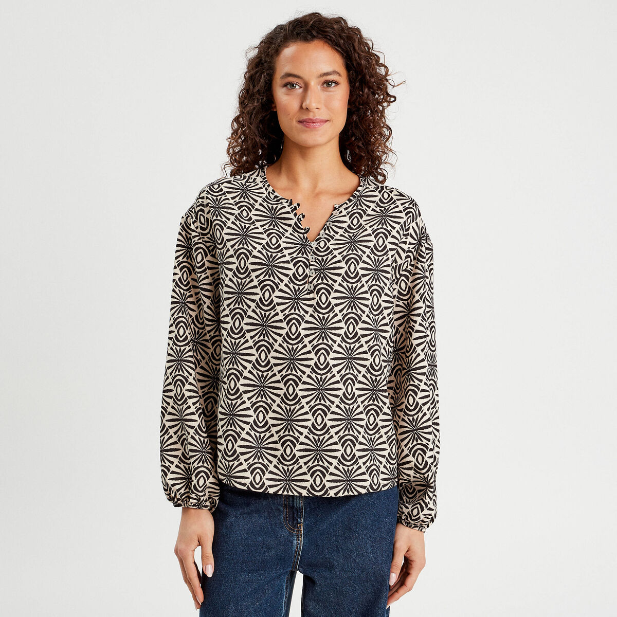 Blouse manches longues noir femme