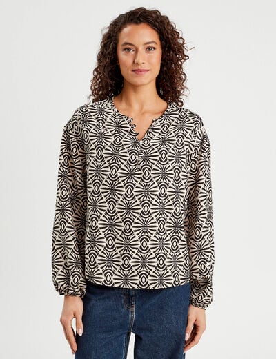 Blouse manches longues noir femme