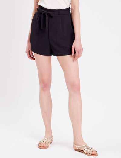 Short droit taille haute noir femme