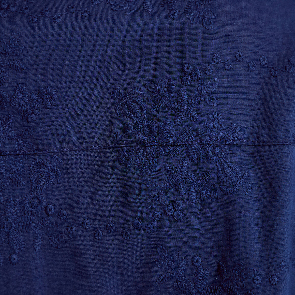 Blouse ample col montant manches longues bleu marine femme