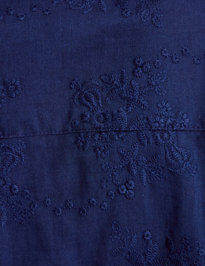 Blouse ample col montant manches longues bleu marine femme