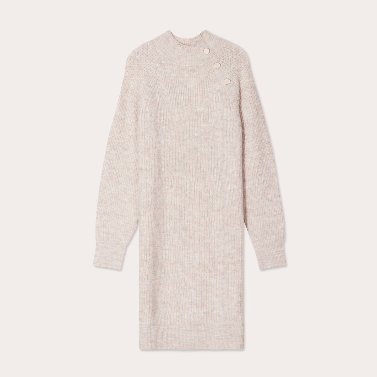 Robe pull droite col rond sable femme