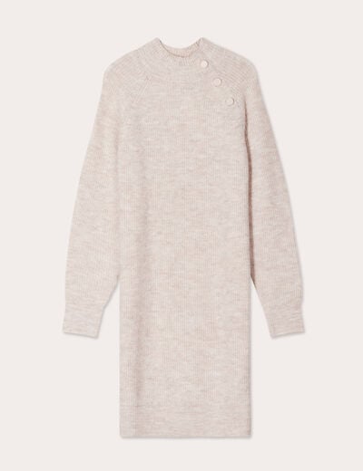Robe pull droite col rond sable femme