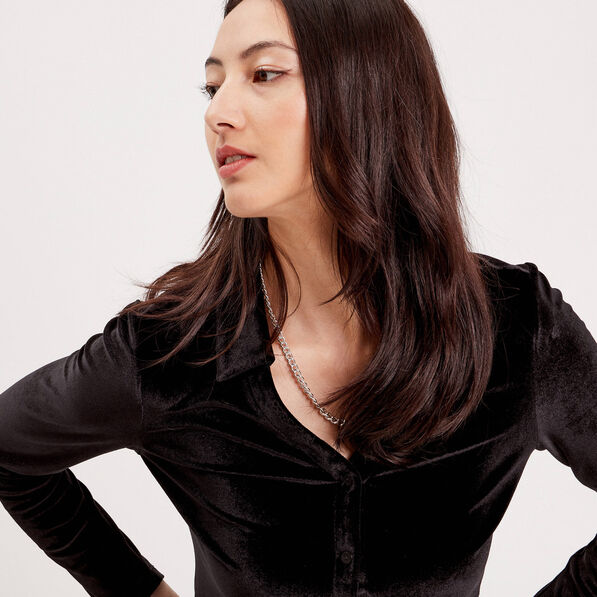 Chemise en velours noir femme