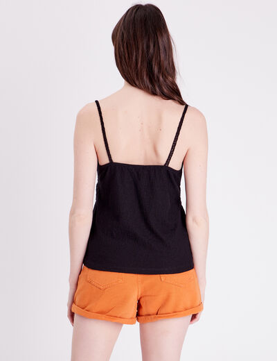 D&eacute;bardeur col aspect crochet noir femme