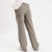 Pantalon jambe large vert kaki femme