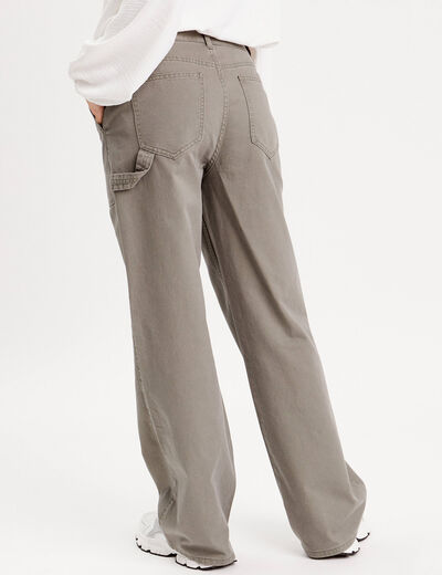 Pantalon jambe large vert kaki femme