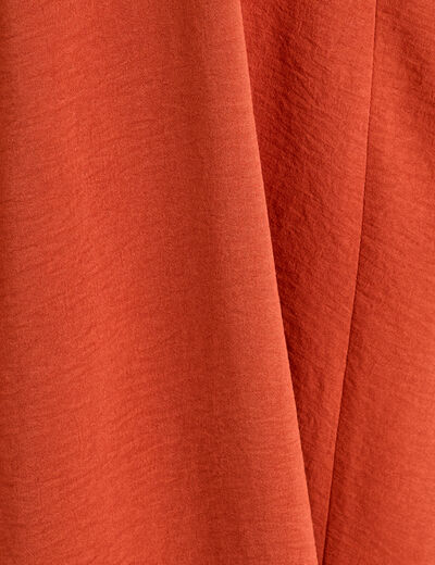 Robe longue évasée fendue orange foncé femme