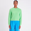 Pull cropped col rond vert femme