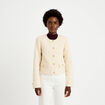Veste tweed cintr&eacute;e col mao ecru femme