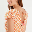 Robe évasée taille smockée orange femme