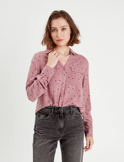 Chemise manches longues rose femme