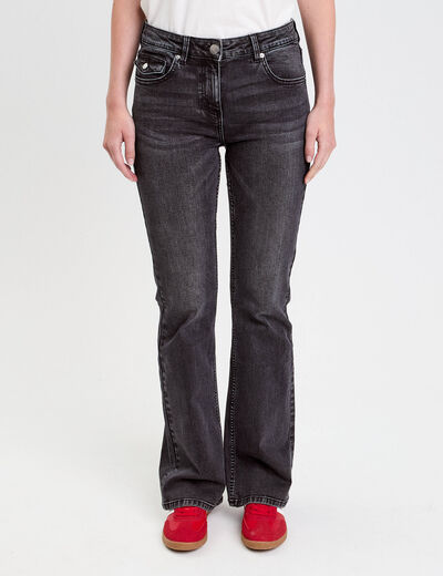 Pantalon bootcut ceinture amovible denim noir femme