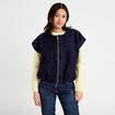 Gilet oversize sans manches col rond bleu marine femme