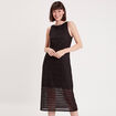 Robe longue droite ajourée noir femme