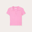 Top col polo manches courtes rose femme