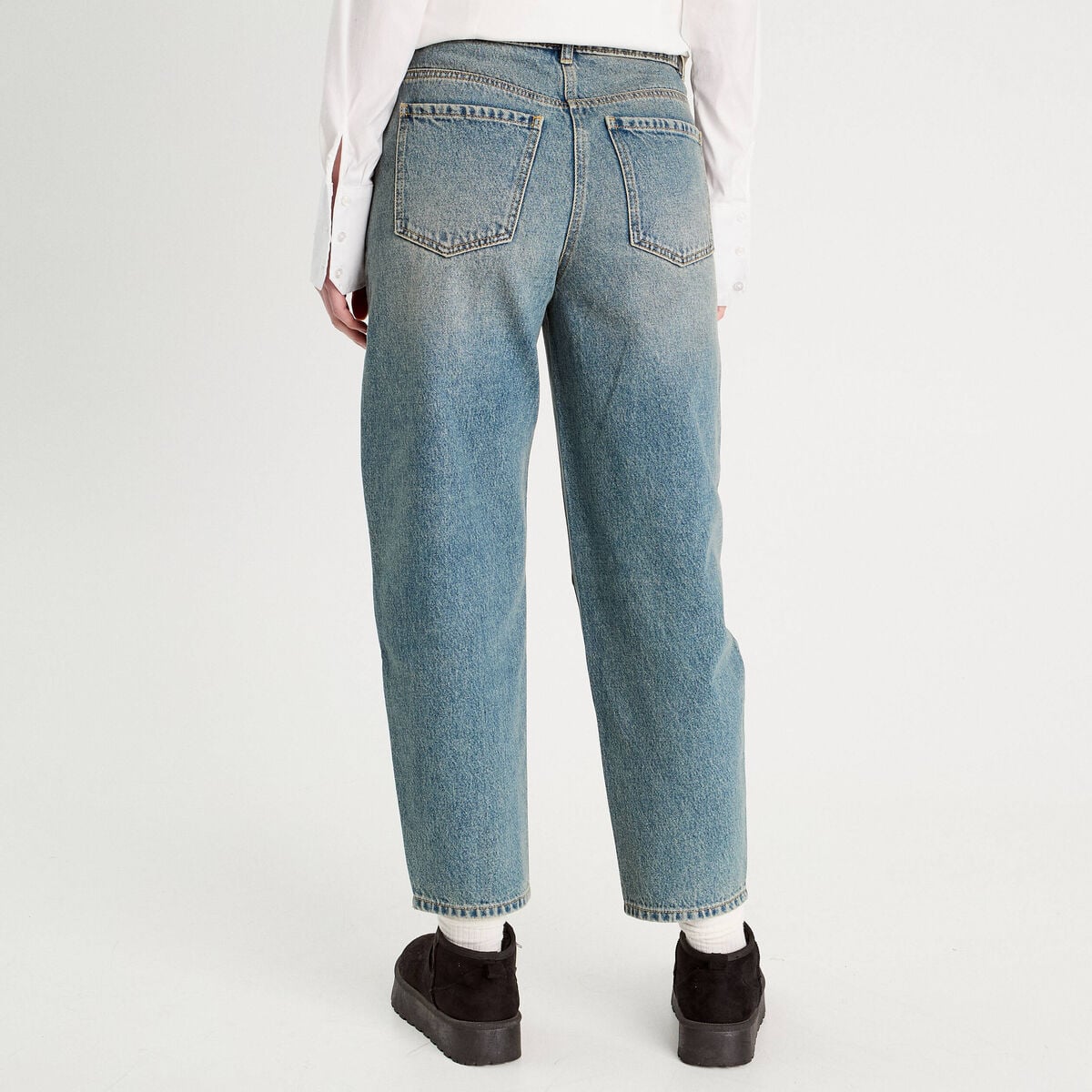 Jeans balloon denim double stone femme