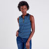 Polo sans manches bleu femme