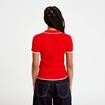 Pull manches courtes col polo rouge femme