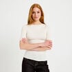 T-shirt ajust&eacute; manches courtes ecru femme